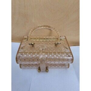 RARE Signed Wilardy Star Dust Jewel Box Lucite Double-Decker Handbag Purse